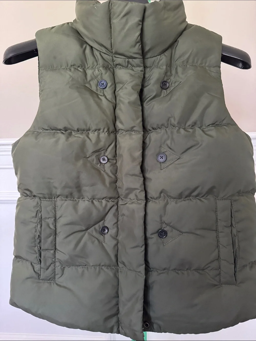 J. Crew Olive Quilted Puffer Vest